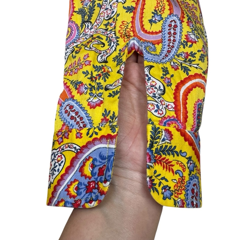 Ralph Lauren Button Down Paisley Shirt Size M Yellow 3/4 Sleeves Preppy - Picture 5 of 11